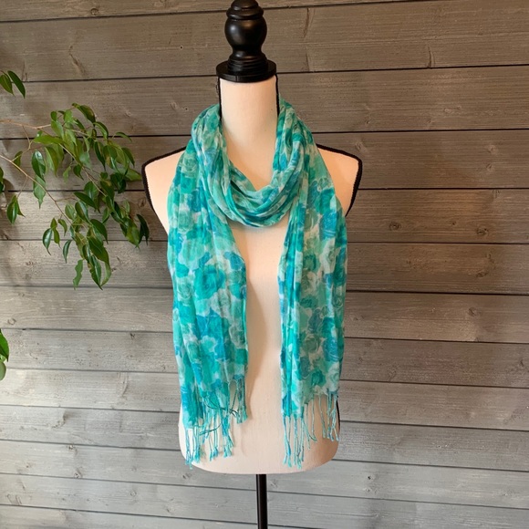 New York & Company Accessories - Teal water color flower scarf